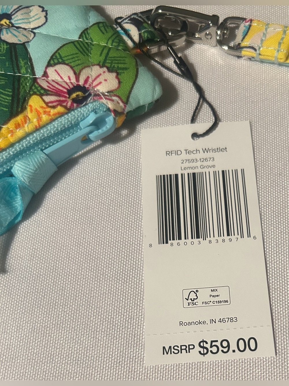 Vera Bradley Light Blue Lemon Wristlet Clutch - Picture 5 of 5